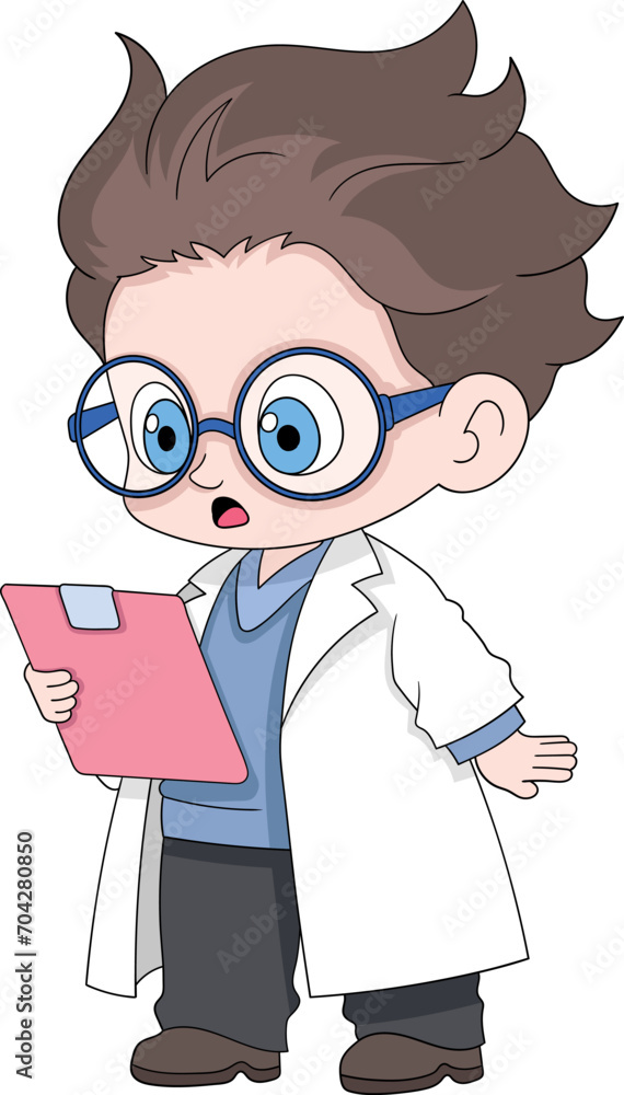 the doctor is holding the patient's data for examination, facial expression is surprised and thinking the doctor is holding the patient's data for examination, facial expression is surprised and thinking