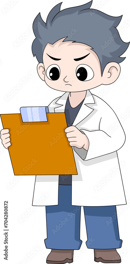 young doctor is reading patient health data young doctor is reading patient health data