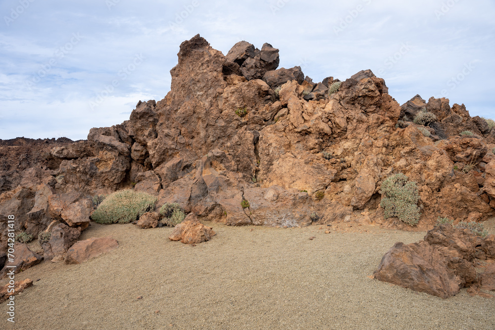 Minas de San Jose desert landscape and rock formations in Teide National Park Tenerife, Spain