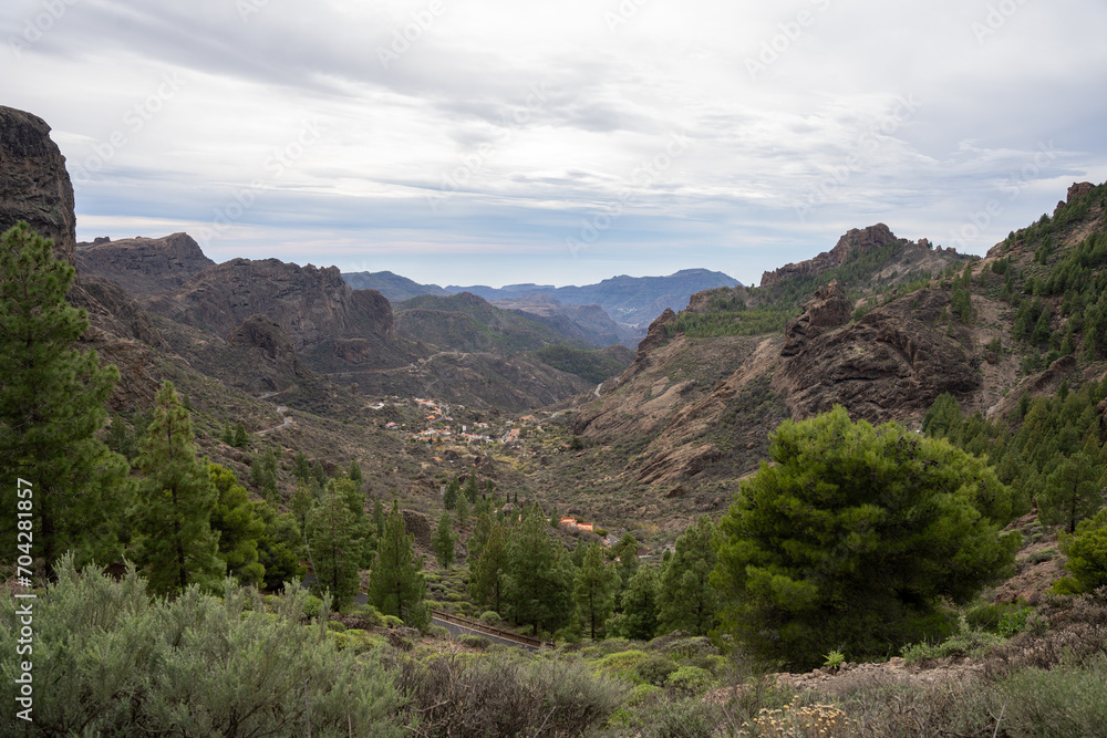 Landscape view from Roque Nublo volcanic rock on the island of Gran Canaria, Spain Landscape view from Roque Nublo volcanic rock on the island of Gran Canaria, Spain