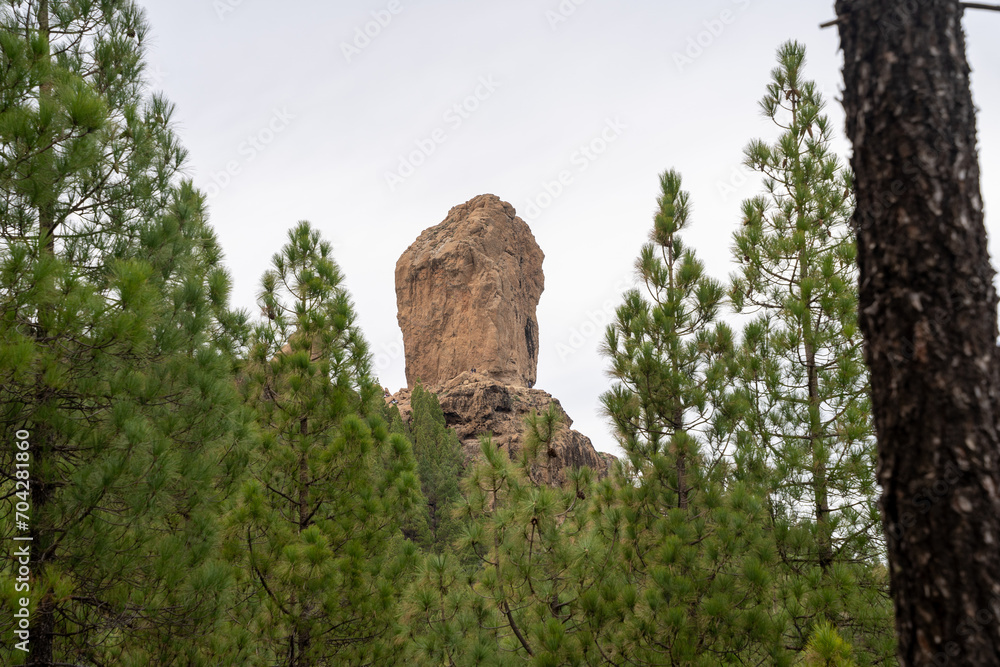 Roque Nublo volcanic rock on the island of Gran Canaria, Spain