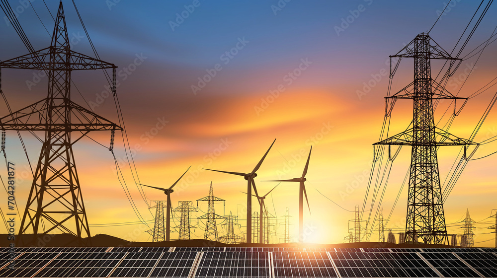 Energy supply, wind turbine, distribution of energy, Powerplant, energy transmission. 