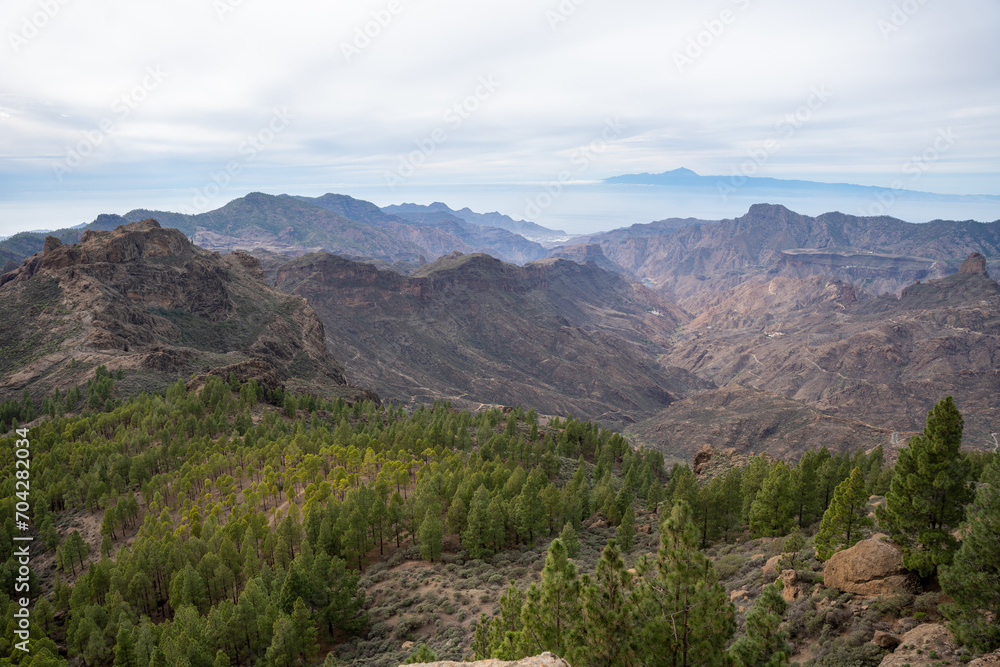 Landscape view from Roque Nublo volcanic rock on the island of Gran Canaria, Spain Landscape view from Roque Nublo volcanic rock on the island of Gran Canaria, Spain
