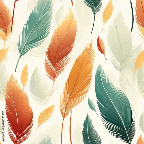 Seamless pattern with colorful feathers © duyina1990
