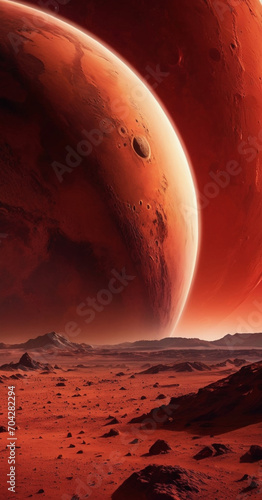 a red planet with another red planet in the sky wallpaper