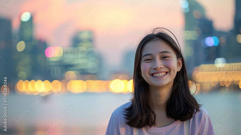 Asian teen traveller in Singapore Asian teen traveller in Singapore