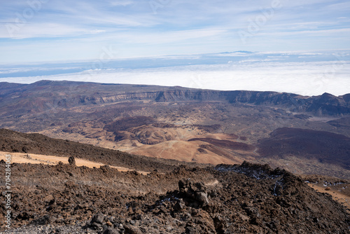 View from Mirador del Teide over Teide National Park, Tenerife, Canary Islands, Spain