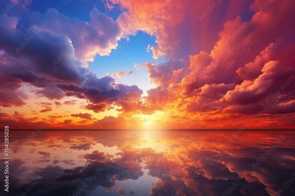 A tranquil lake reflects the hues of a beautiful sunset, where the sky is painted with soft pink and purple clouds, and the horizon lies serenely in the distance. Created with generative AI tools A tranquil lake reflects the hues of a beautiful sunset, where the sky is painted with soft pink and purple clouds, and the horizon lies serenely in the distance. Created with generative AI tools