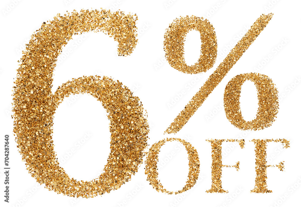 6 percent off sale discount gold glitter number 6 percent off sale discount gold glitter number