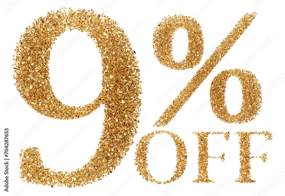 9 percent off sale discount gold glitter number 9 percent off sale discount gold glitter number