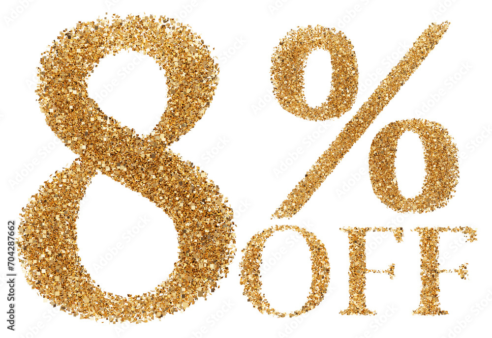 8 percent off sale discount gold glitter number 8 percent off sale discount gold glitter number