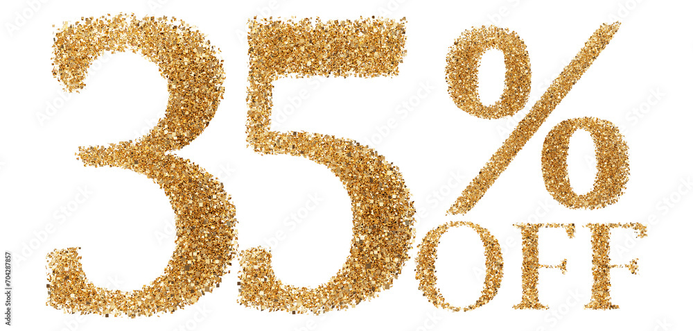35 percent off sale discount gold glitter number