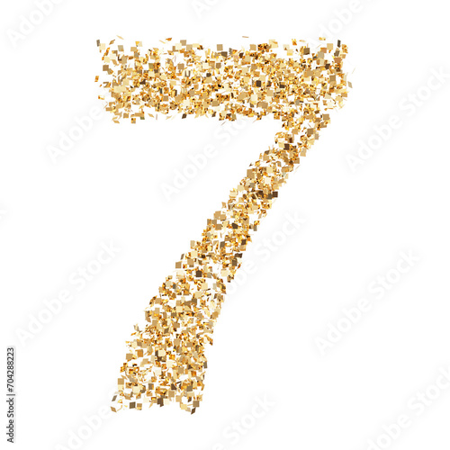 7 number gold glitter render