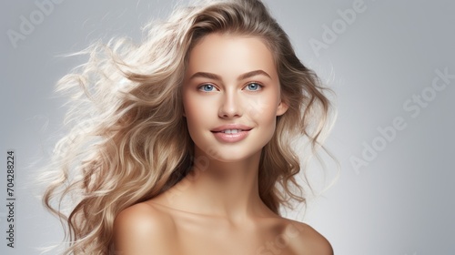 beautiful woman with glowing skin It has a luxurious aura that is perfect for a medical spa website banner. on a white background This makes it ideal for medical spa promotions.