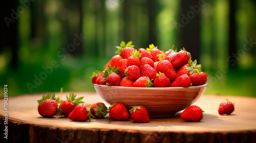 Strawberries in a plate. Selective focus.