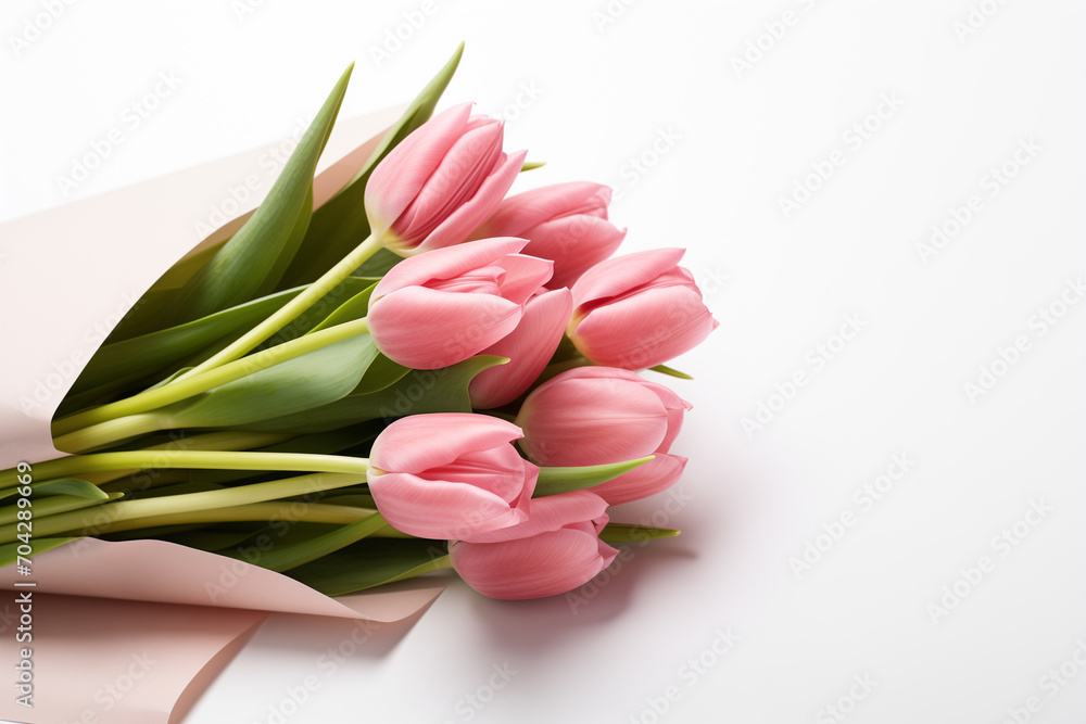 bouquet of pink tulips on a white background bouquet of pink tulips on a white background