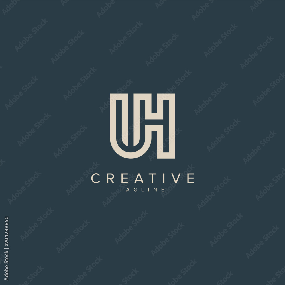 Alphabet UH HU letter modern monogram style logo vector element. Stock ...