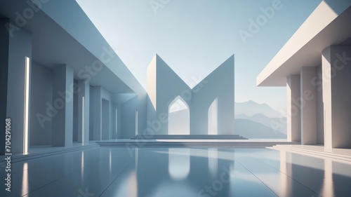 Minimalist fantasy architectural space wallpaper © birdmanphoto