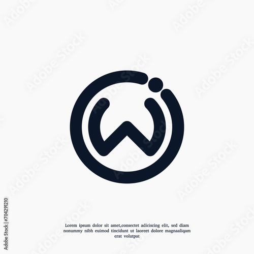 Letter W unique logo business or company circle design, vector template
