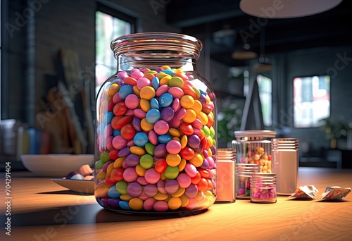 a jar brimming with vibrant candies.