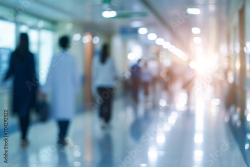 abstract blurred image of doctor and many patient at healthcare center or hospital