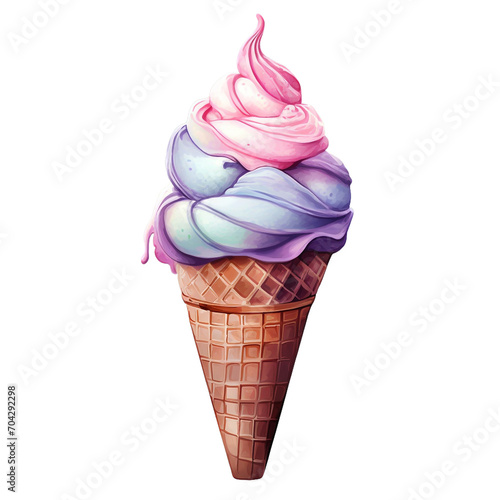 ice cream watercolor clipart illustration with transparent background