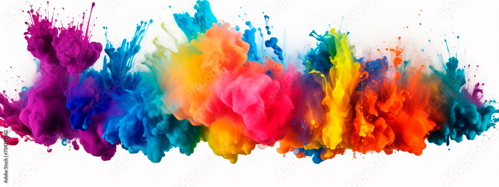 Splash of different colors on a white background. Selective focus. Splash of different colors on a white background. Selective focus.