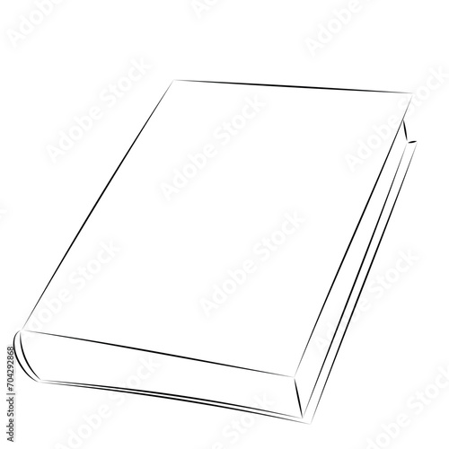 Closed book sketch, isolate on white, flat vector
