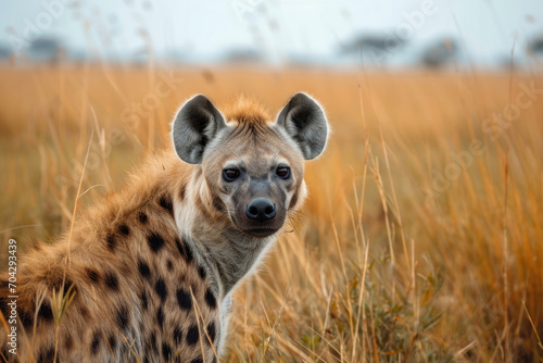 The essence of a hyena in its natural savanna habitat photo