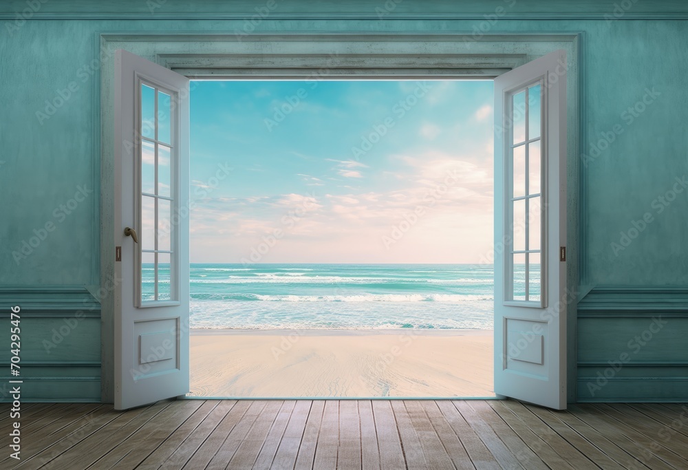 Fototapeta premium Daytime escape with a view of the ocean and beach.
