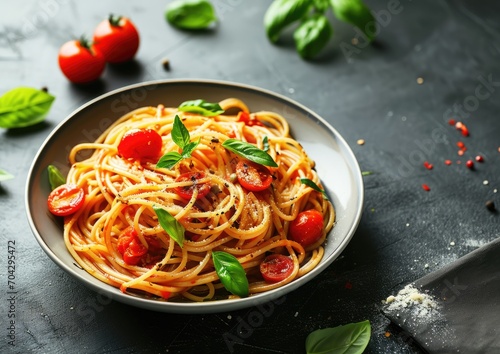 Savory Spaghetti Pomodoro with Fresh Basil and Cherry Tomatoes