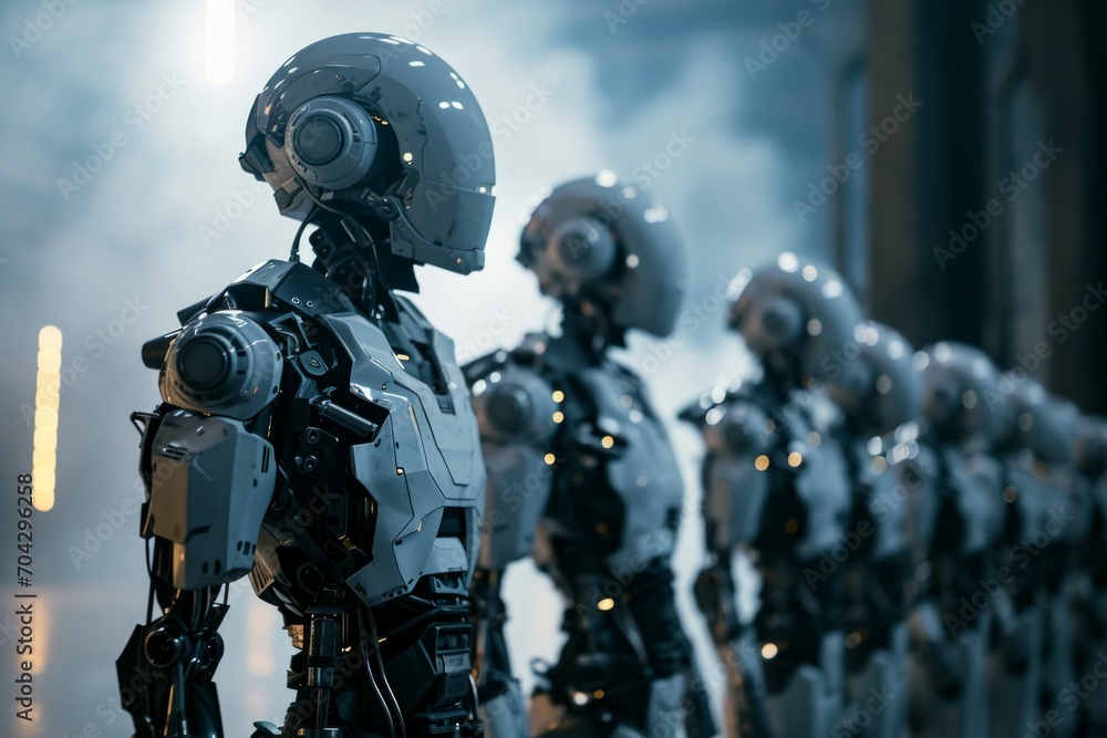 Many identical AI robots Many identical AI robots