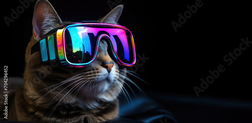 Cat in virtual reality glasses