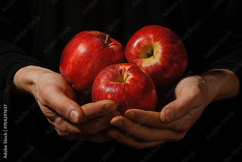 Farmers hands with apple harvest Farmers hands with apple harvest