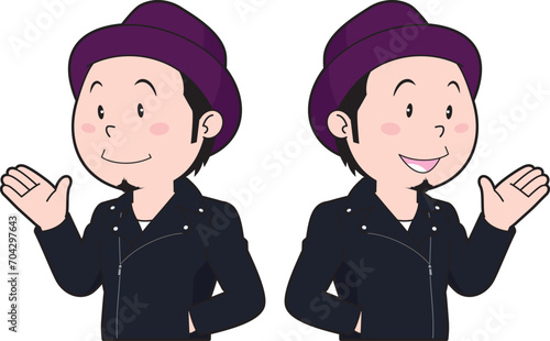 ライダースジャケットを着た男性