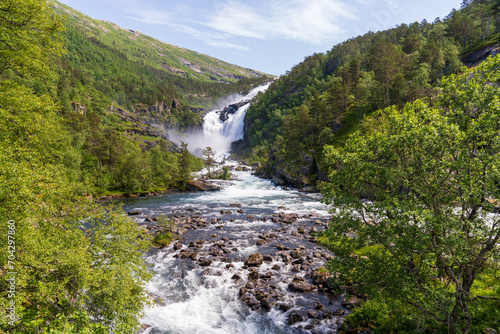 Nyastølfossen the second waterfall in the Husedalen valley