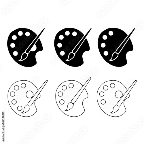 Set of Flat art tool palette paints color, artist web design graphic vector illustration