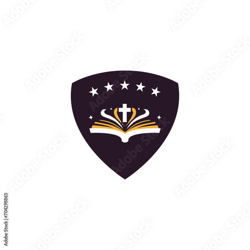 christian school church academy logo design vector