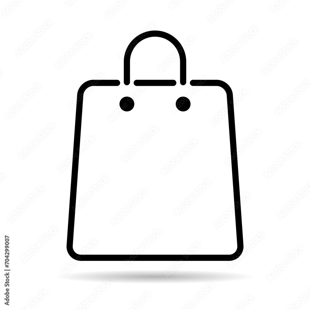 Shopping bag line shadow icon, supermarket paper plastic package sign, eco shop vector Shopping bag line shadow icon, supermarket paper plastic package sign, eco shop vector
