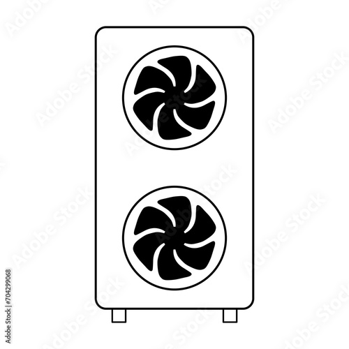 Heat pump air source icon, cooling electric system machine, cool web vector illustration