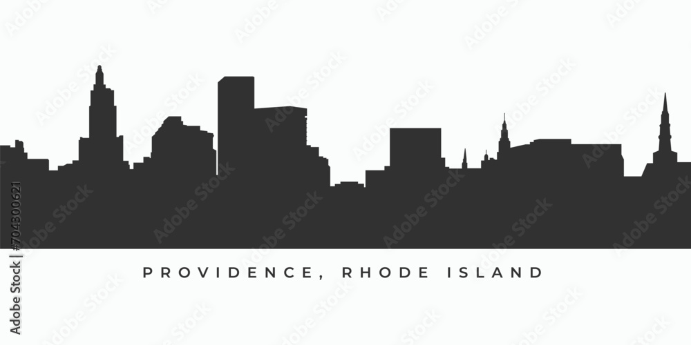 Naklejka premium Providence city skyline silhouette. Rhode island cityscape illustration in vector