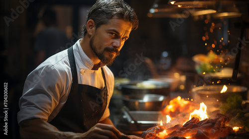 Portrait of a male chef preparing food in a restaurant