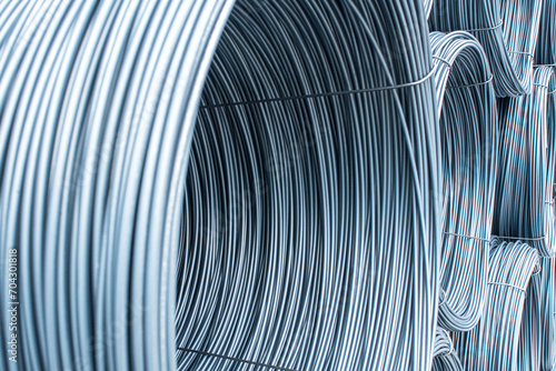 Raw manufactured steel wires twisted into a circle