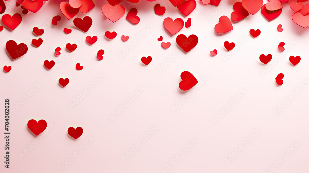 Red hearts on pink background Red hearts on pink background