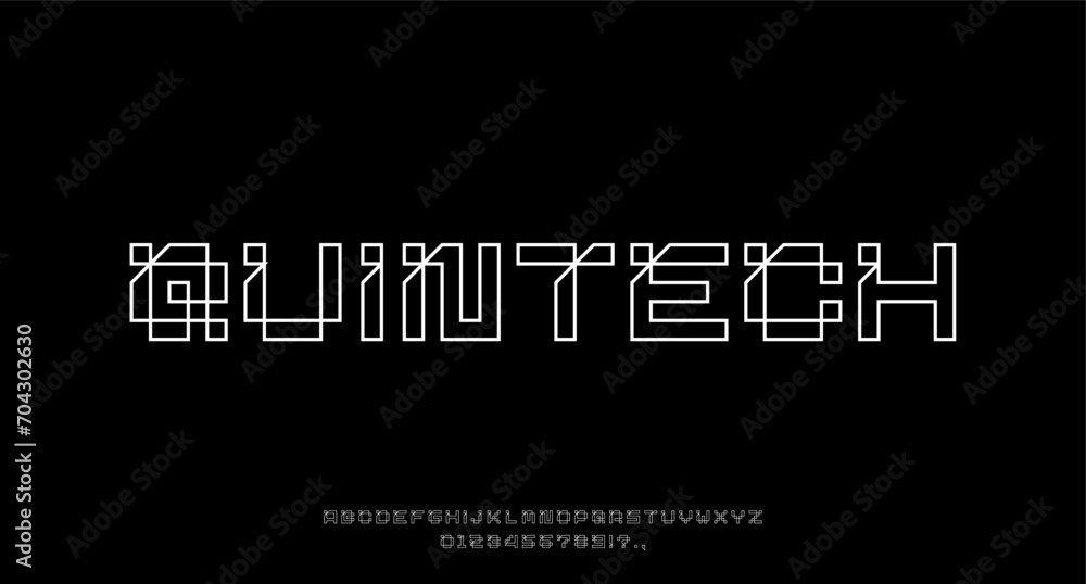 QUINTECH FONT VECTOR LINE OUTLINE UPPERCASE PIXEL BIT FUTURISTIC TECHNOLOGY EDITABLE QUINTECH FONT VECTOR LINE OUTLINE UPPERCASE PIXEL BIT FUTURISTIC TECHNOLOGY EDITABLE
