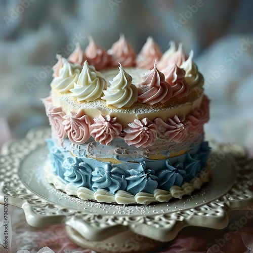 Infant Cake PNG - Baby Cake in Pink  Blue  and White - AI Generated  