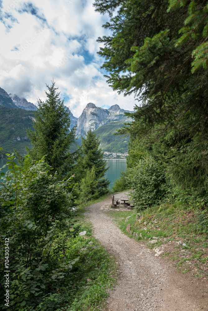 Fototapeta premium Molveno lake Trentino Alto Adige Italy