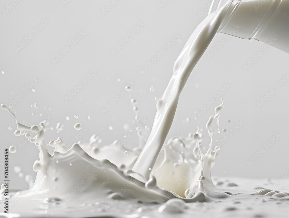 white milk splash isolated  on white background with copy space