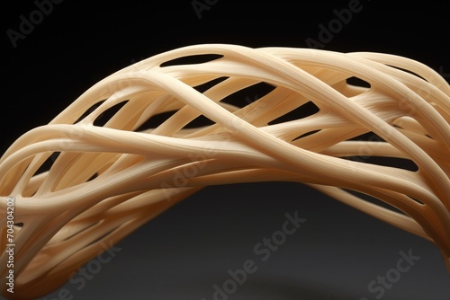 A detailed view of a wooden object set against a black background  A flexible and pliant texture of a rubber band  AI Generated