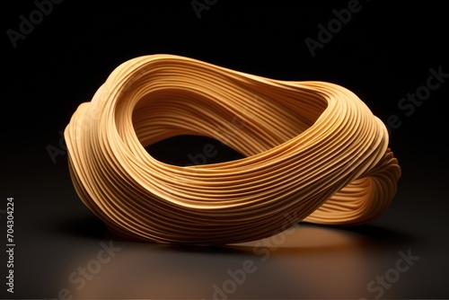 A captivating close-up image showcasing the natural beauty and intricate details of a wooden object resting on a table, A flexible and pliant texture of a rubber band, AI Generated